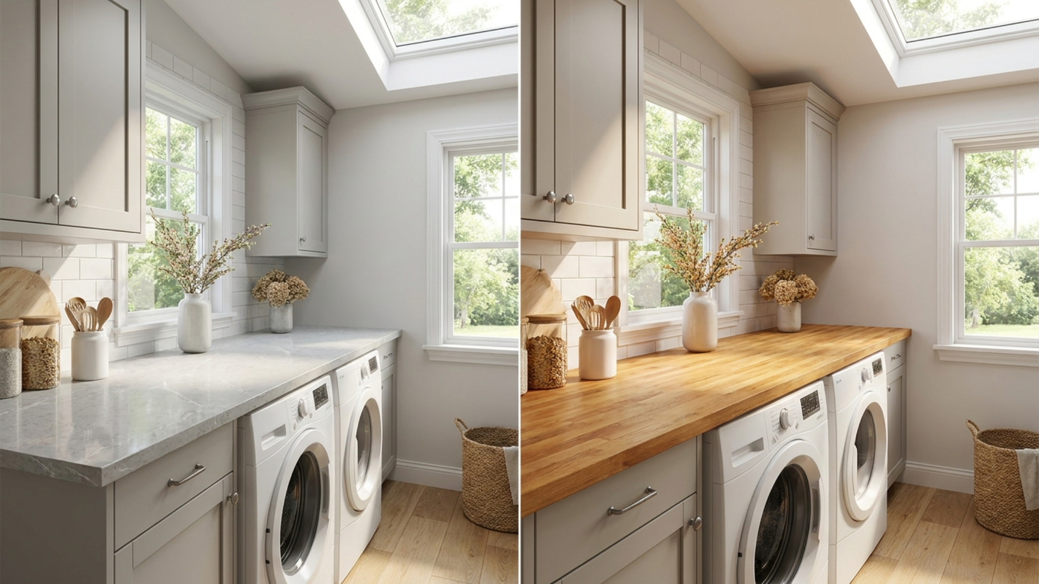 laundry room countertops Salt Lake City cost comparison quartz vs butcher block options