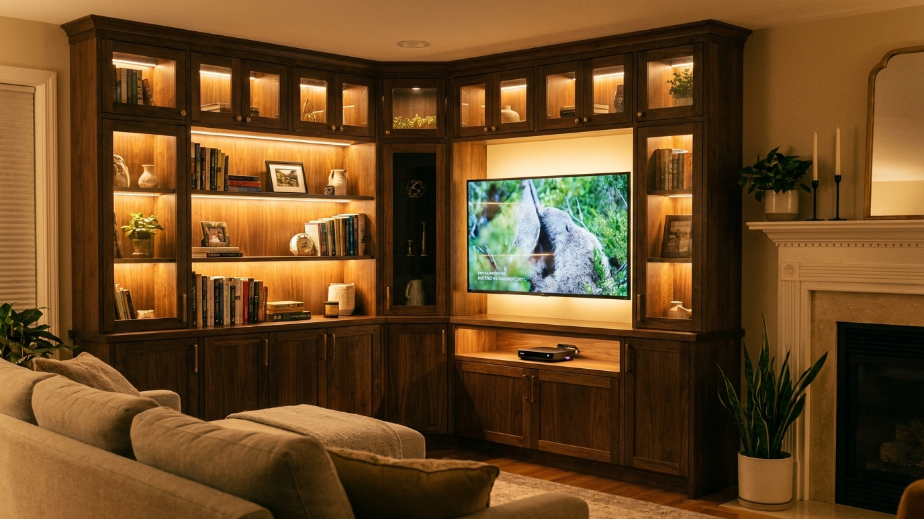 corner custom entertainment center cabinets Salt Lake City